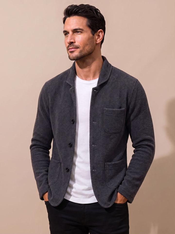 Men's Slim-Fit Button-Front Knit Cardigan Blazer - Black
