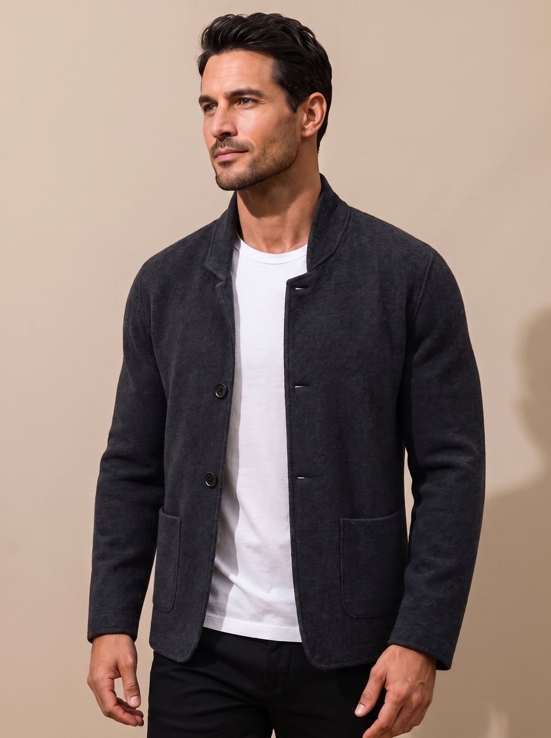 Men's Slim-Fit Button-Front Knit Cardigan Blazer