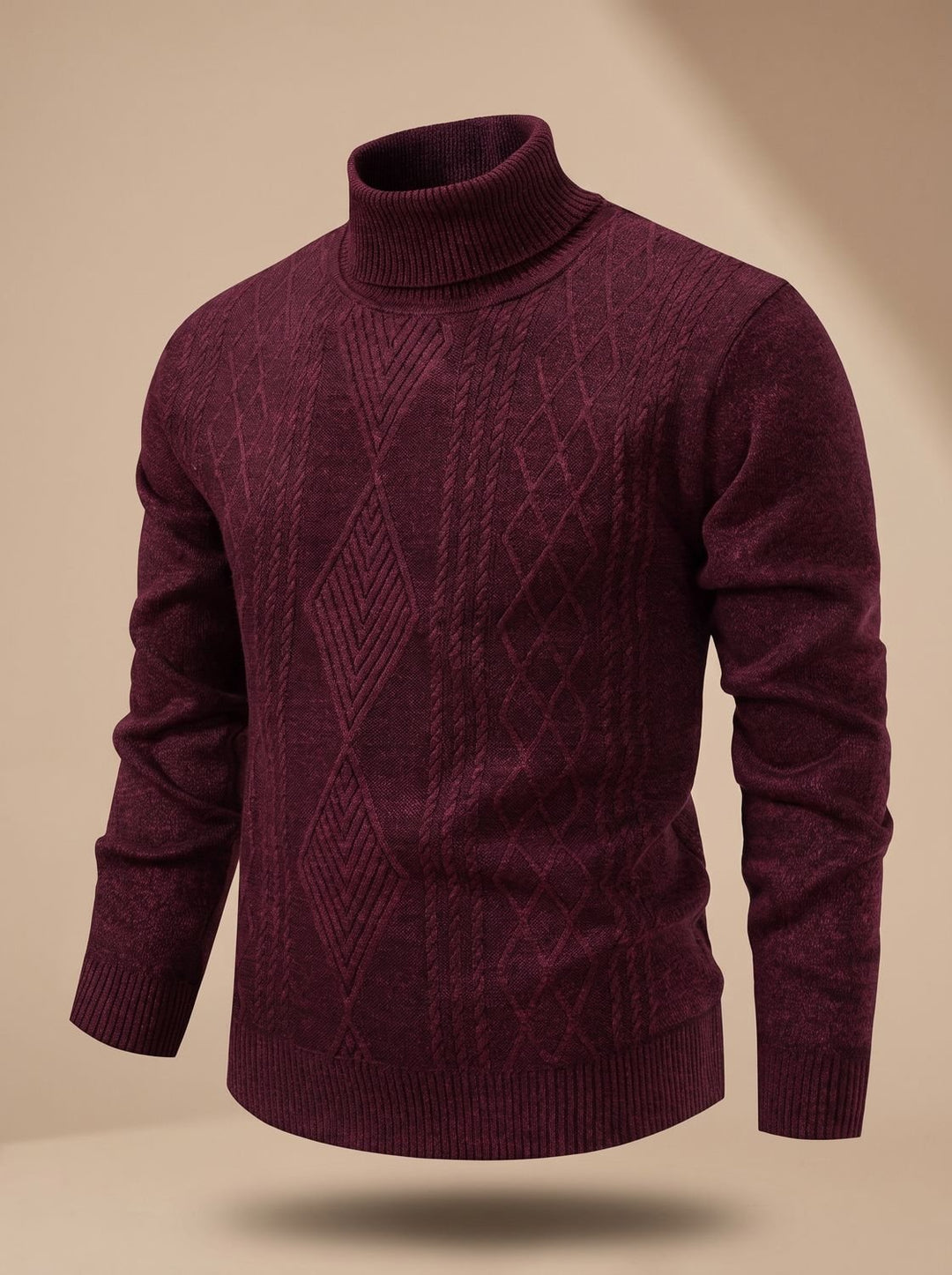Men's Slim-Fit Cable-Knit Turtleneck Sweater