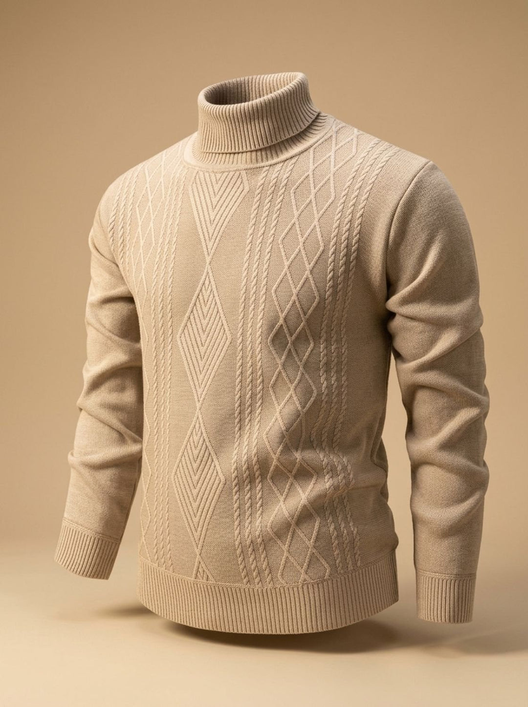 Men's Slim-Fit Cable-Knit Turtleneck Sweater