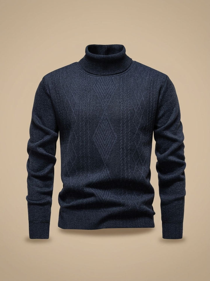 Men's Slim-Fit Cable-Knit Turtleneck Sweater - Dark Gray