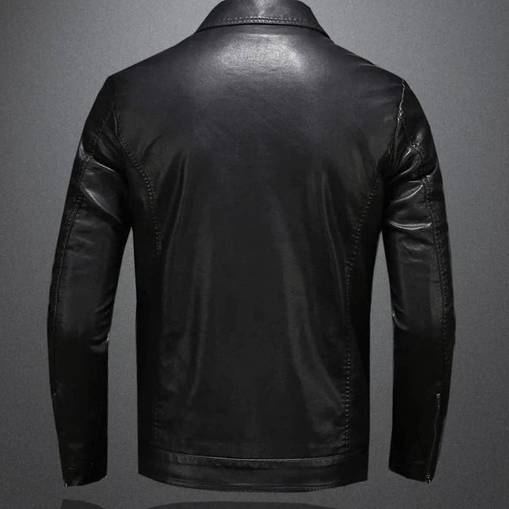 Men's Slim-Fit Faux Leather Motorcycle Biker Jacket