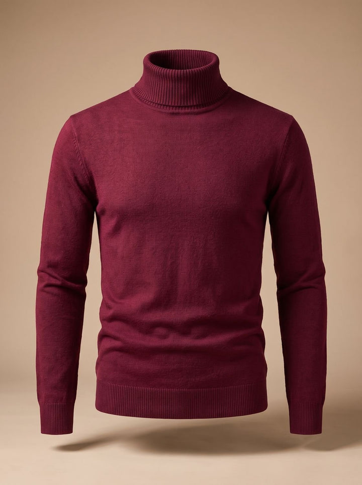 Men's Slim-Fit Fine-Knit Turtleneck Pullover Sweater - Dark Gray