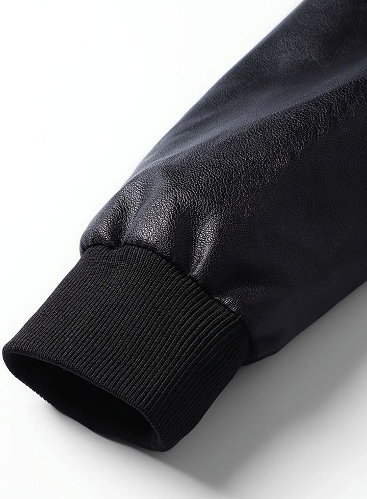 Men's Slim-Fit Full-Zip Faux Leather Bomber Jacket