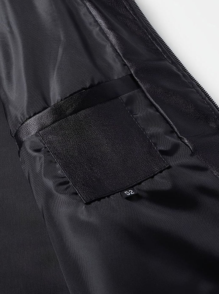 Men's Slim-Fit Full-Zip Faux Leather Bomber Jacket