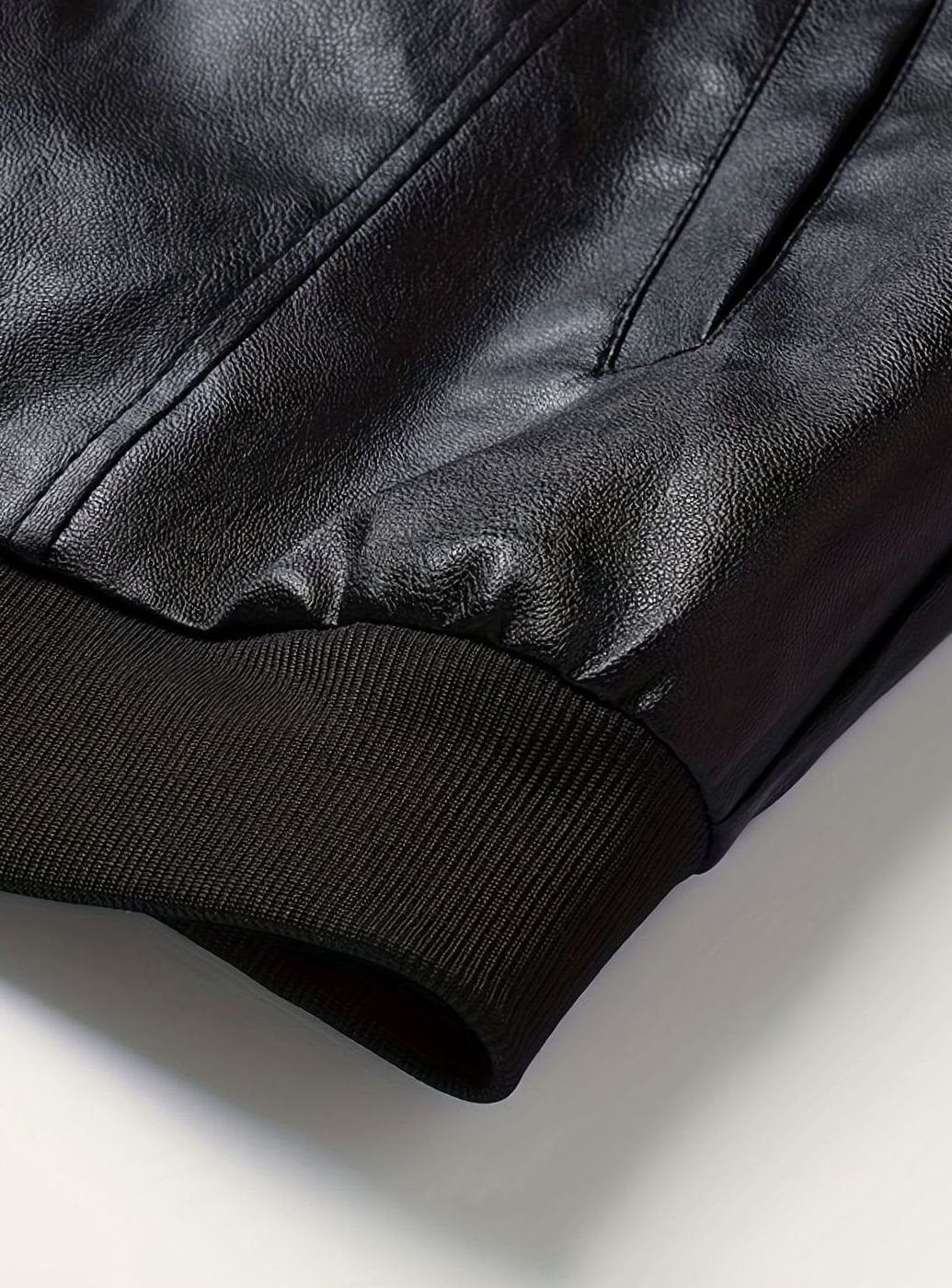 Men's Slim-Fit Full-Zip Faux Leather Bomber Jacket