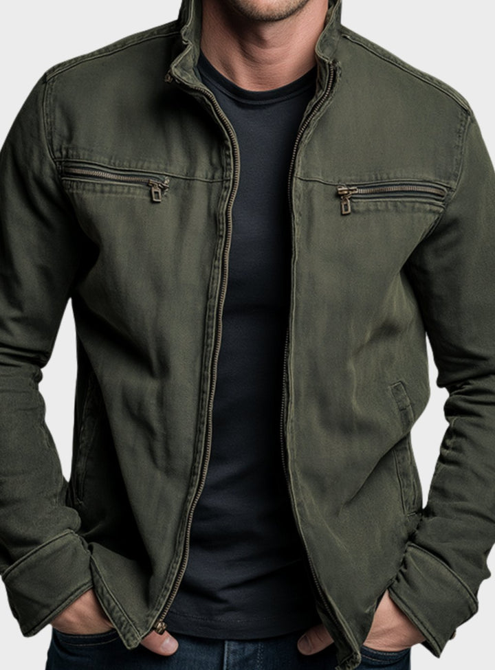 Men's Slim-Fit Stand-Collar Full-Zip Bomber Jacket
