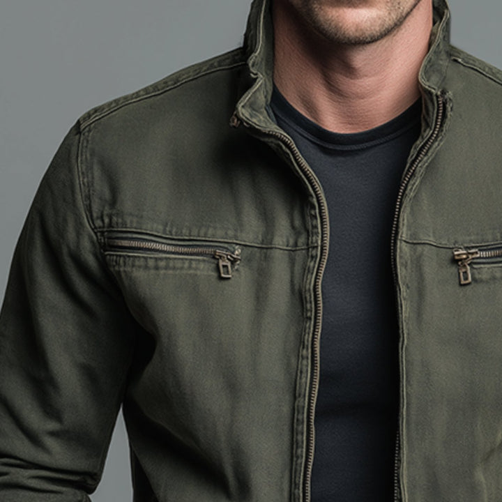 Men's Slim-Fit Stand-Collar Full-Zip Bomber Jacket