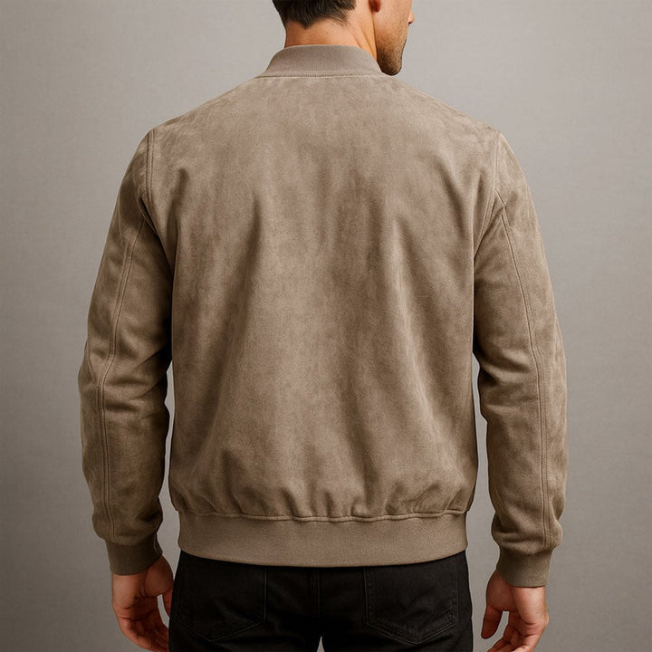 Men's Slim-Fit Suede Bomber Mens Quilted Jacket