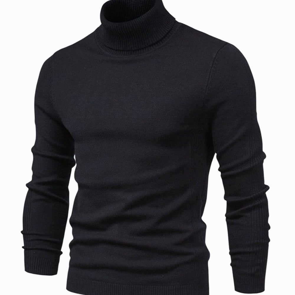 Men's Slim-Fit Turtleneck Casual Knit Sweater - Black