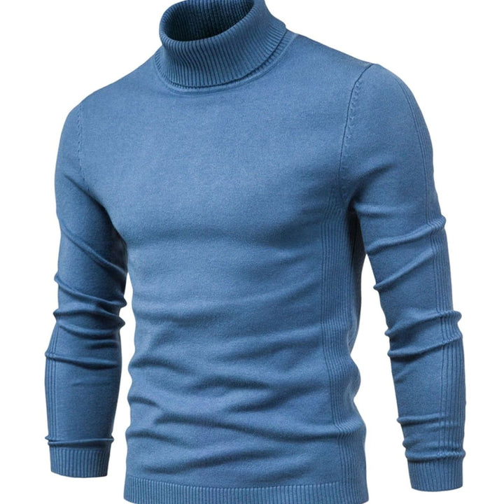 Men's Slim-Fit Turtleneck Casual Knit Sweater - Light Blue