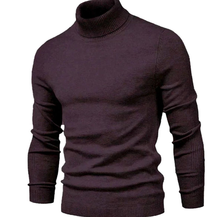 Men's Slim-Fit Turtleneck Casual Knit Sweater - Burgundy