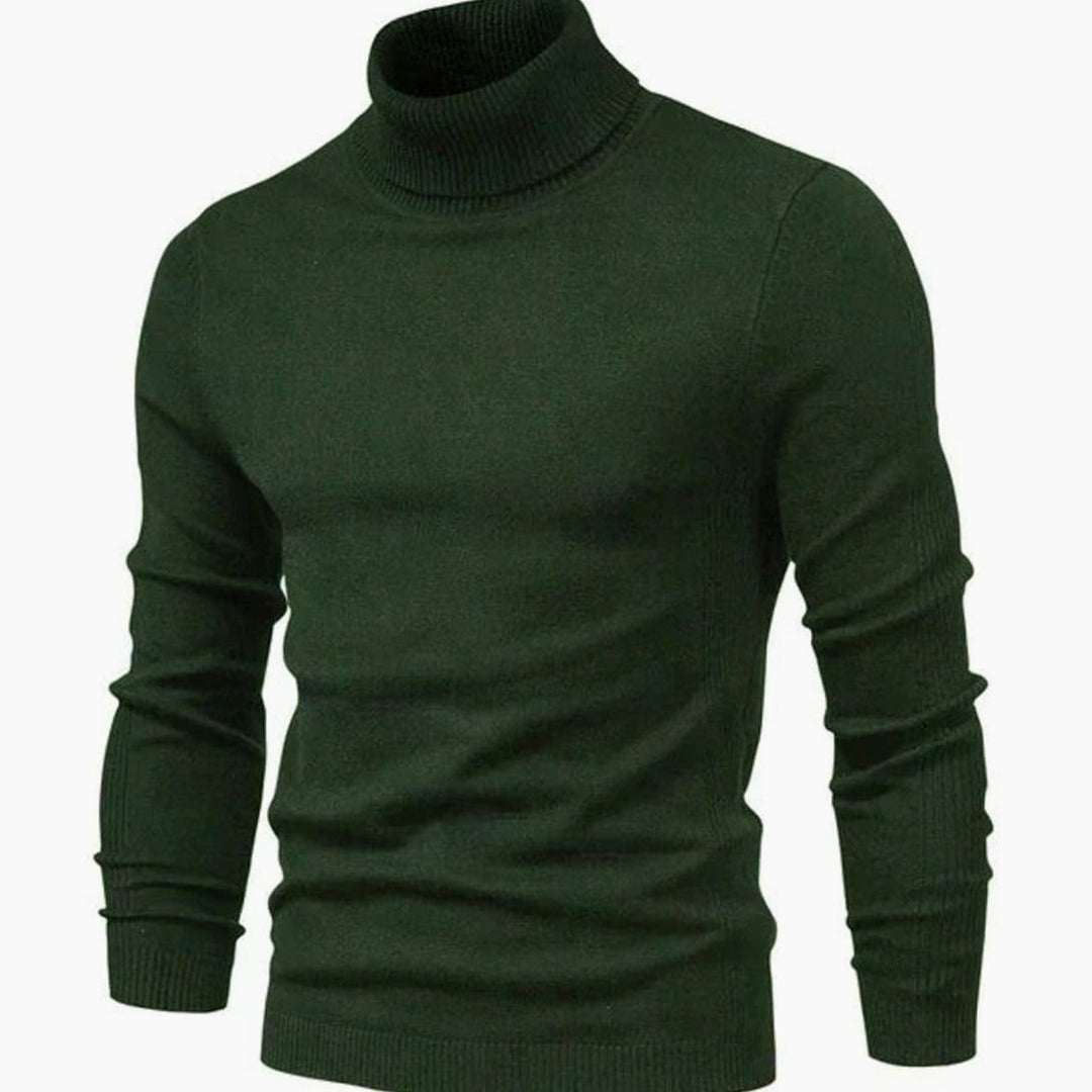 Men's Slim-Fit Turtleneck Casual Knit Sweater - Green