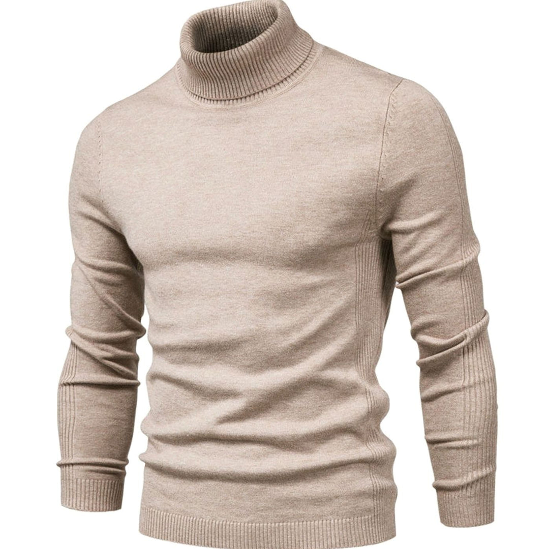 Men's Slim-Fit Turtleneck Casual Knit Sweater - Beige