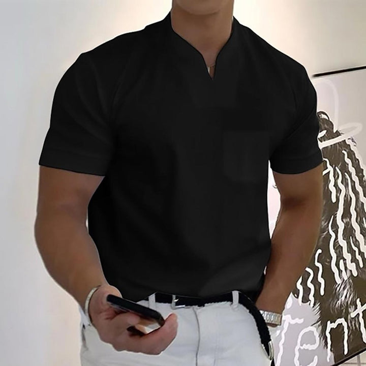 Men's Slim-Fit V-Neck Short-Sleeve Polo Shirt - Black