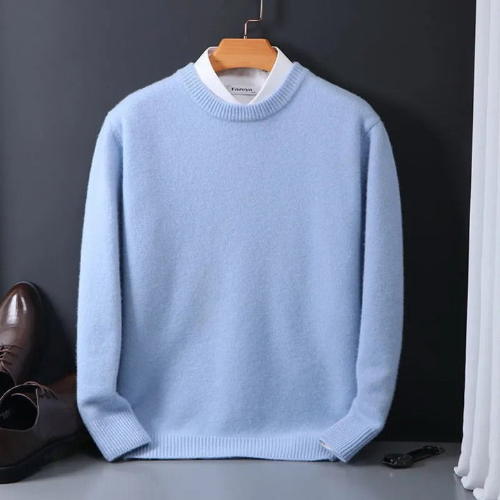 Men's Soft Mohair Crew Neck Knit Sweater Pullover