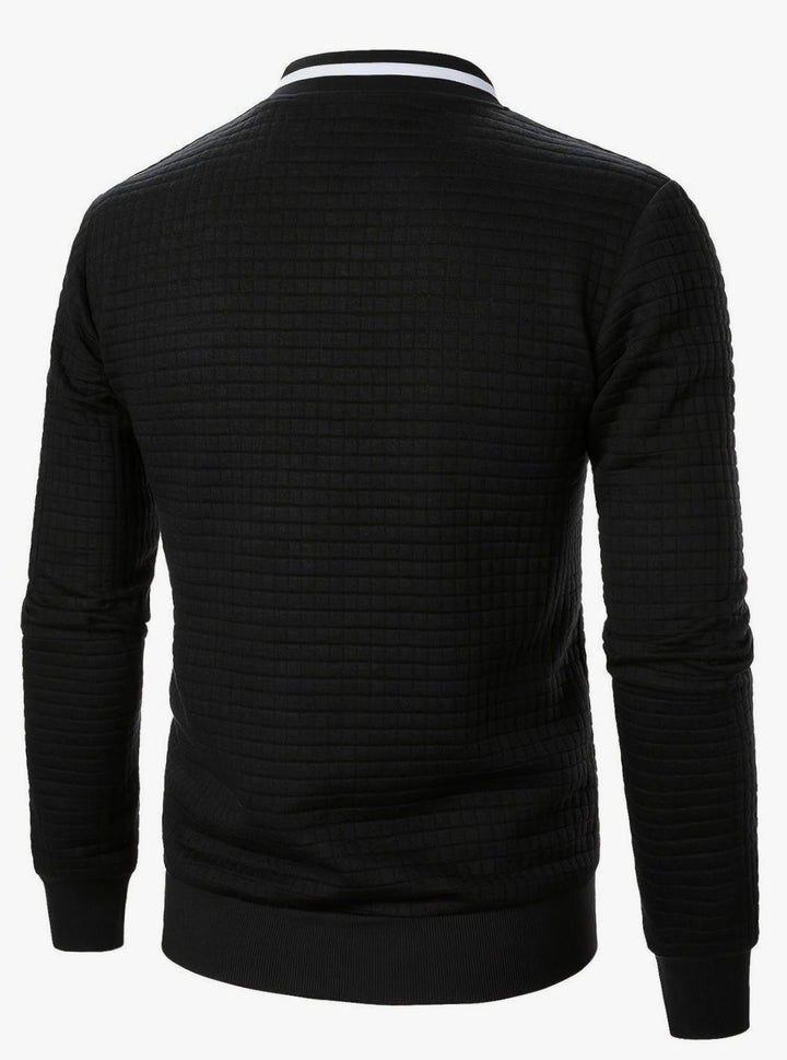 Men's Textured Grid Zip-Up Bomber Jacket