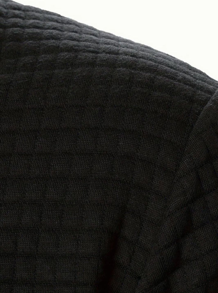 Men's Textured Grid Zip-Up Bomber Jacket