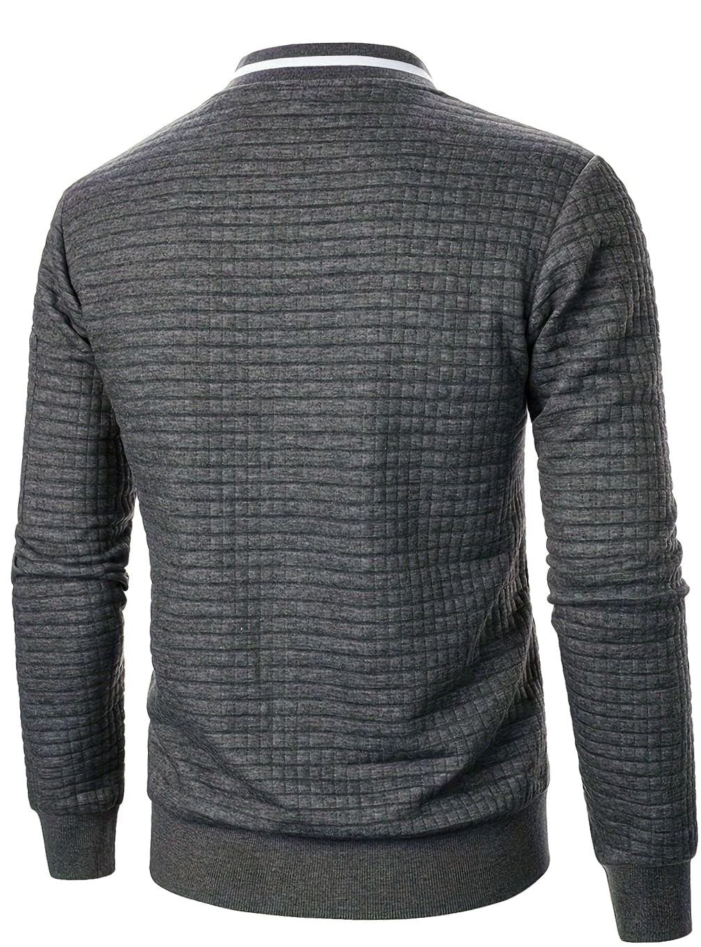 Men's Textured Grid Zip-Up Bomber Jacket
