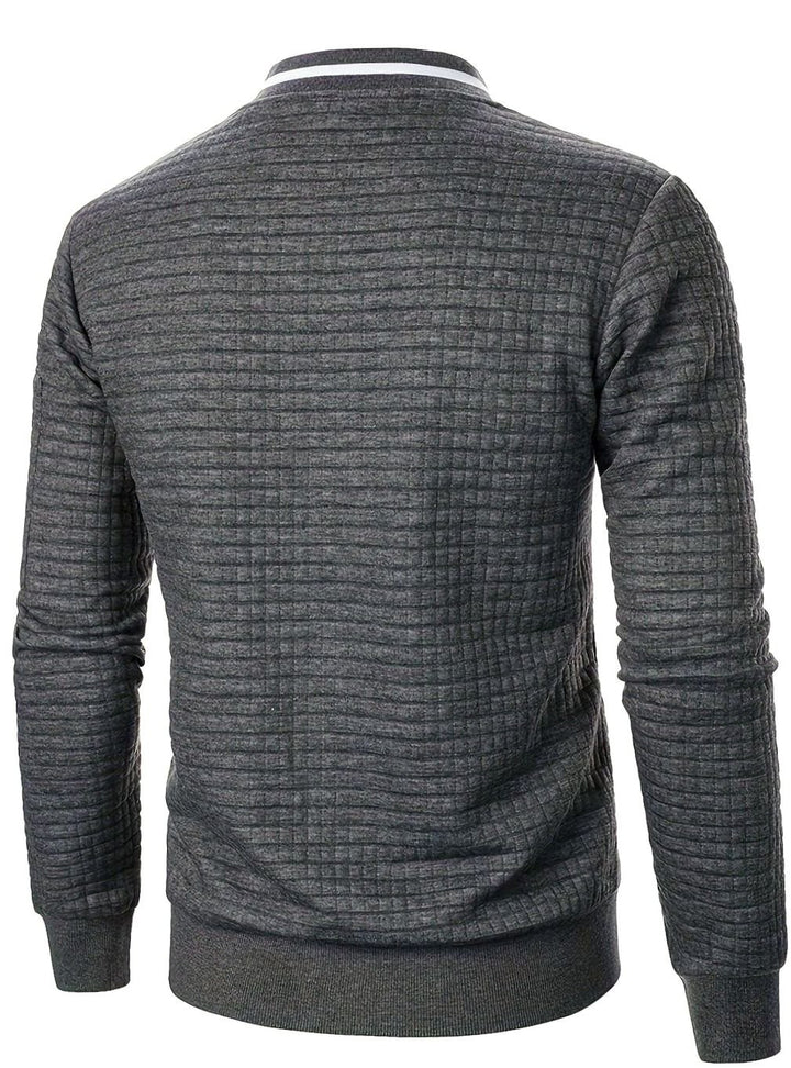 Men's Textured Grid Zip-Up Bomber Jacket