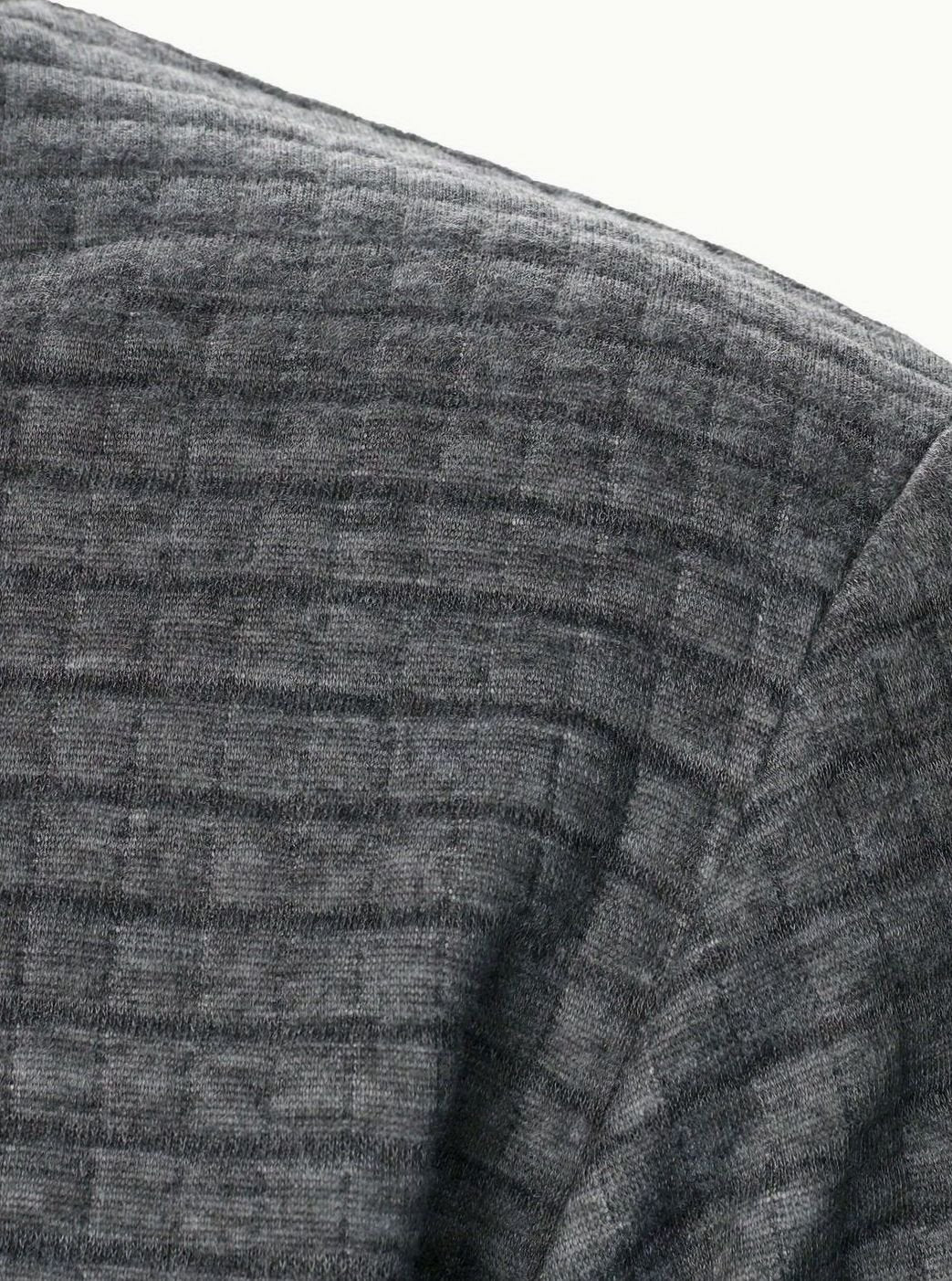 Men's Textured Grid Zip-Up Bomber Jacket