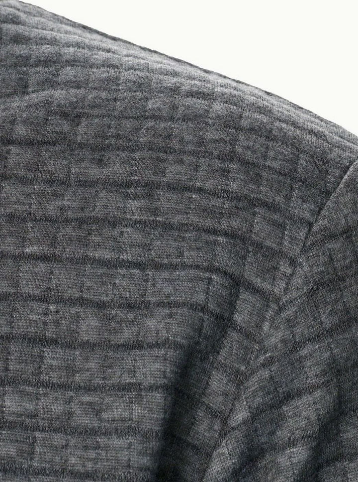 Men's Textured Grid Zip-Up Bomber Jacket