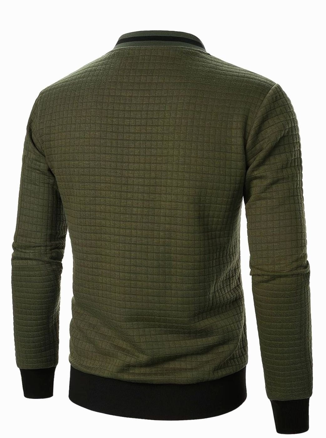 Men's Textured Grid Zip-Up Bomber Jacket