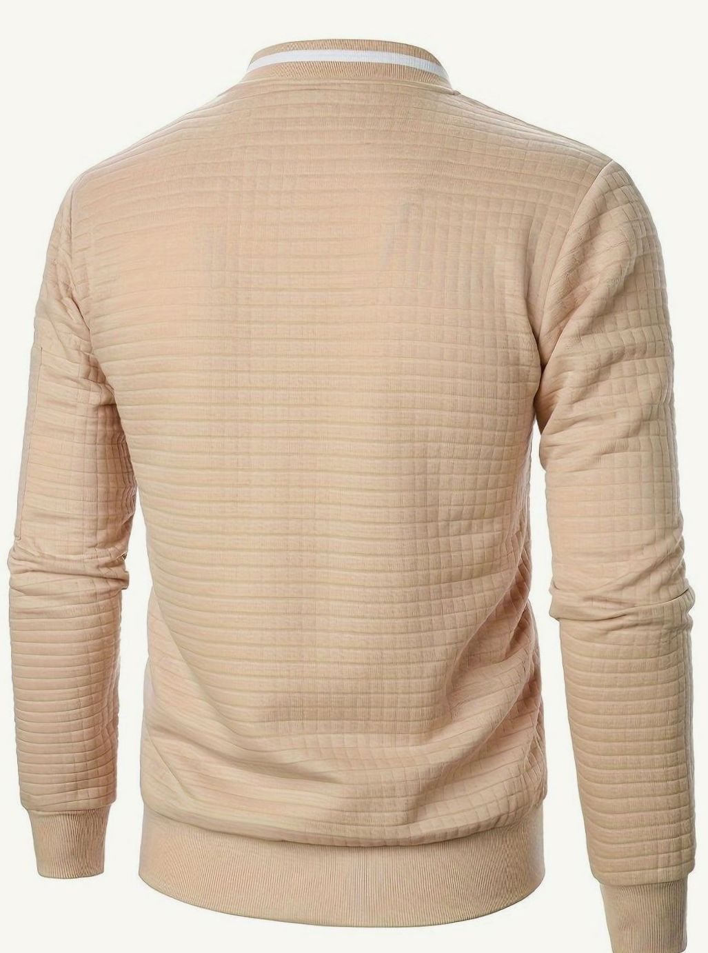 Men's Textured Grid Zip-Up Bomber Jacket