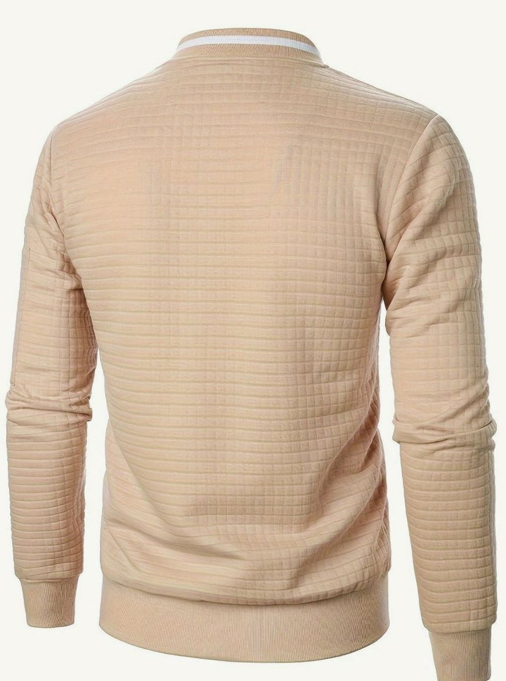 Men's Textured Grid Zip-Up Bomber Jacket