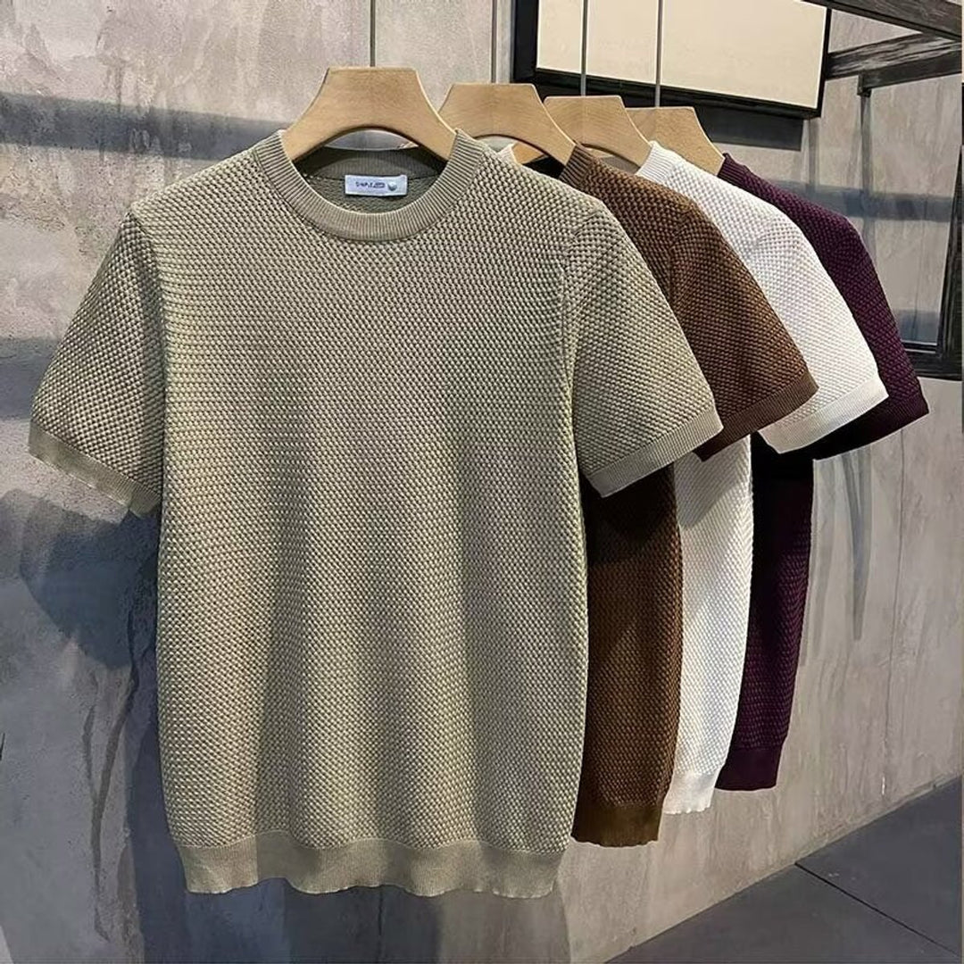 Men's Textured Knit Crewneck Pullover Sweater - Green