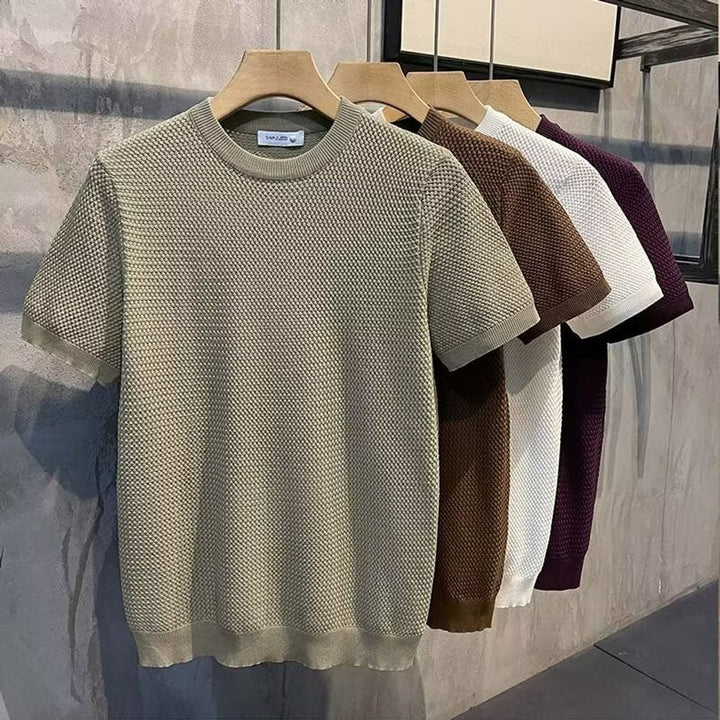 Men's Textured Knit Crewneck Pullover Sweater - Green