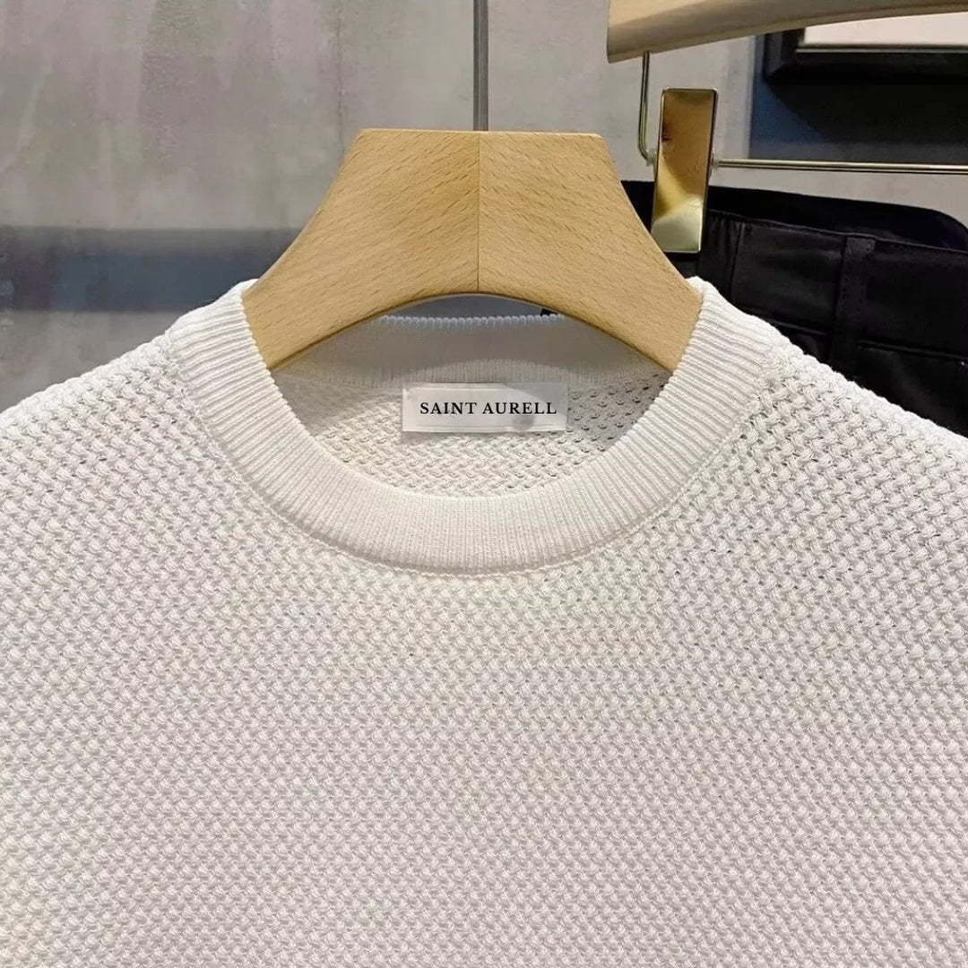 Men's Textured Knit Crewneck Pullover Sweater