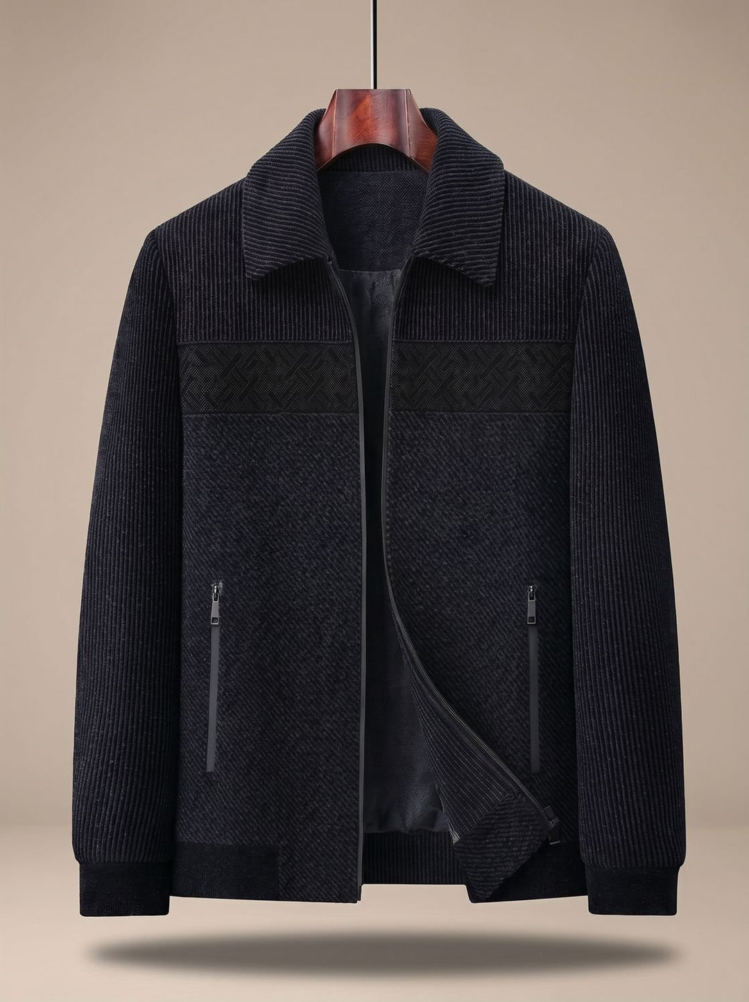 Men's Textured Quilted Zip-Front Relaxed-Fit Jacket - Navy