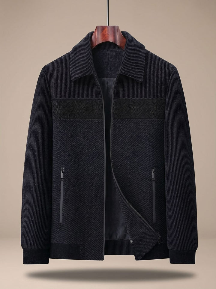 Men's Textured Quilted Zip-Front Relaxed-Fit Jacket - Navy