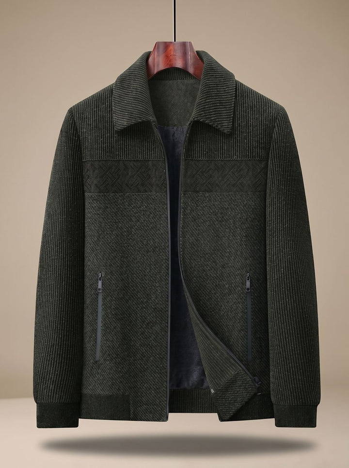 Men's Textured Quilted Zip-Front Relaxed-Fit Jacket - Green