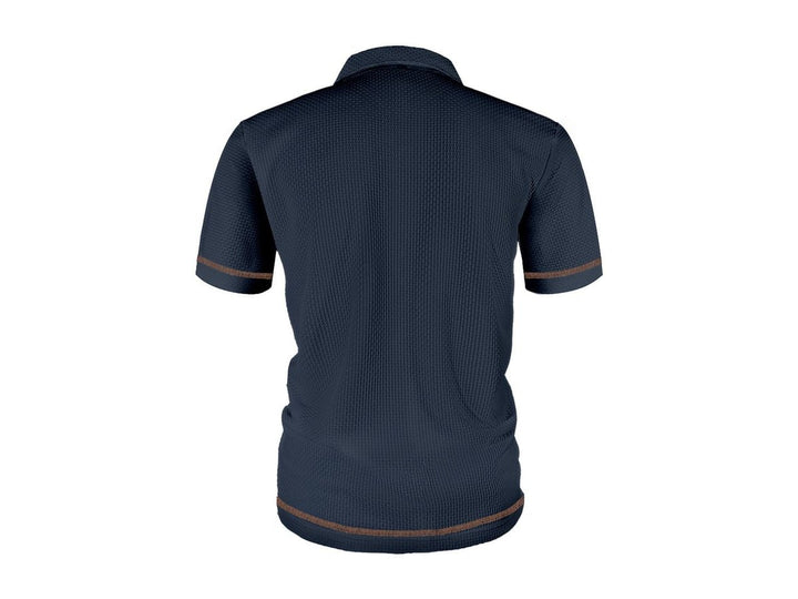 Men's Textured Woven-Pattern Short-Sleeve Polo Shirt