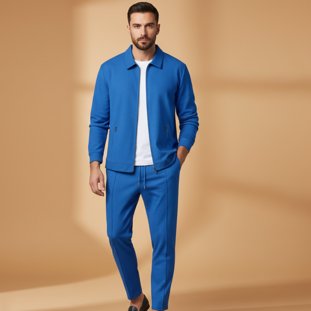 Christian | Men's Casual Zip Jacket Two Piece Set