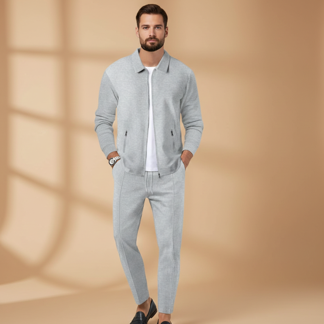 Christian | Men's Casual Zip Jacket Two Piece Set