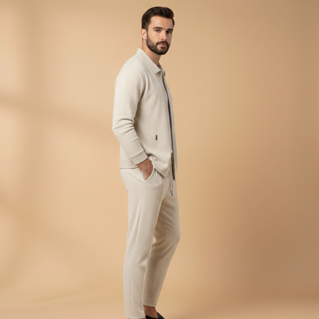 Christian | Men's Casual Zip Jacket Two Piece Set