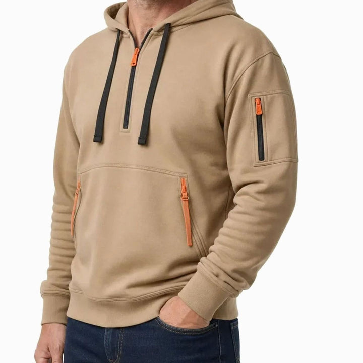 Men's Utility Quarter-Zip Hooded Pullover Sweater