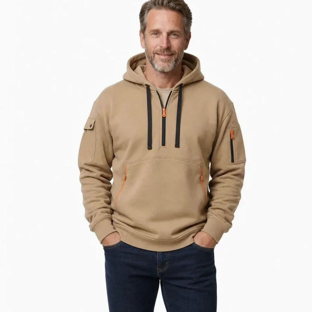 Men's Utility Quarter-Zip Hooded Pullover Sweater