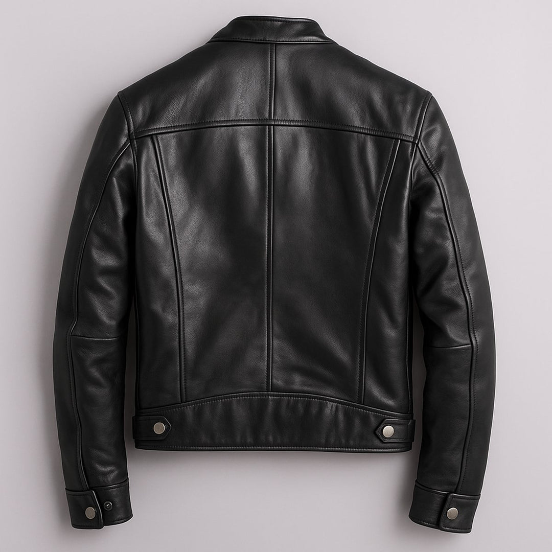 Men's Vintage Biker Leather Zip-Up Moto Jacket