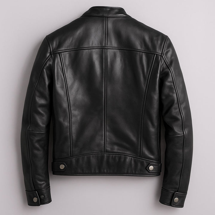 Men's Vintage Biker Leather Zip-Up Moto Jacket