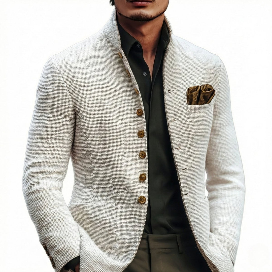 Men's Vintage-Inspired Stand Collar Single-Breasted Cardigan