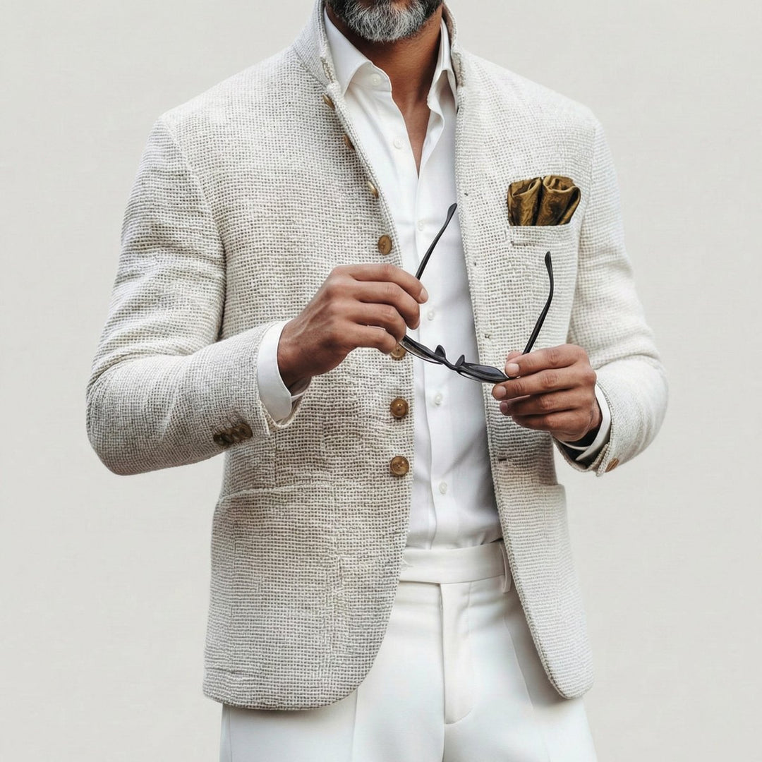 Men's Vintage-Inspired Stand Collar Single-Breasted Cardigan