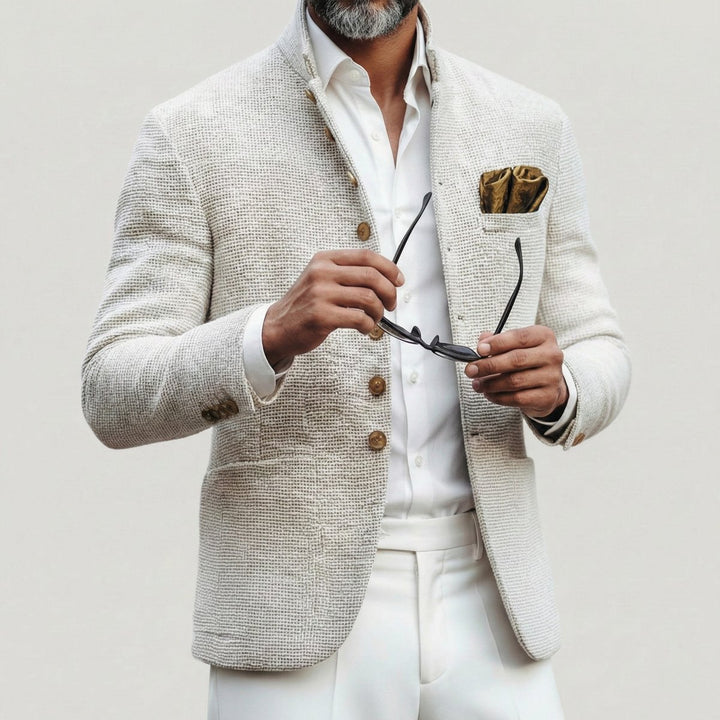 Men's Vintage-Inspired Stand Collar Single-Breasted Cardigan