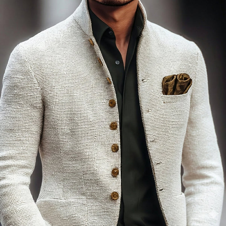 Men's Vintage-Inspired Stand Collar Single-Breasted Cardigan
