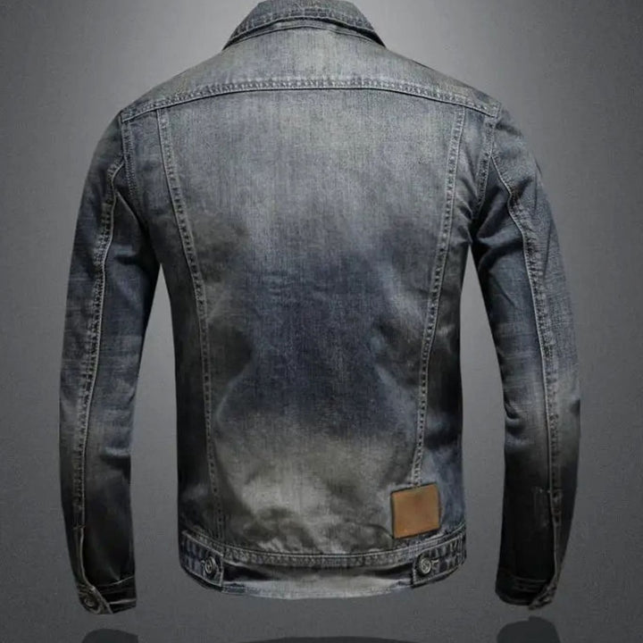 Men's Vintage-Wash Dual-Closure Denim Trucker Jacket