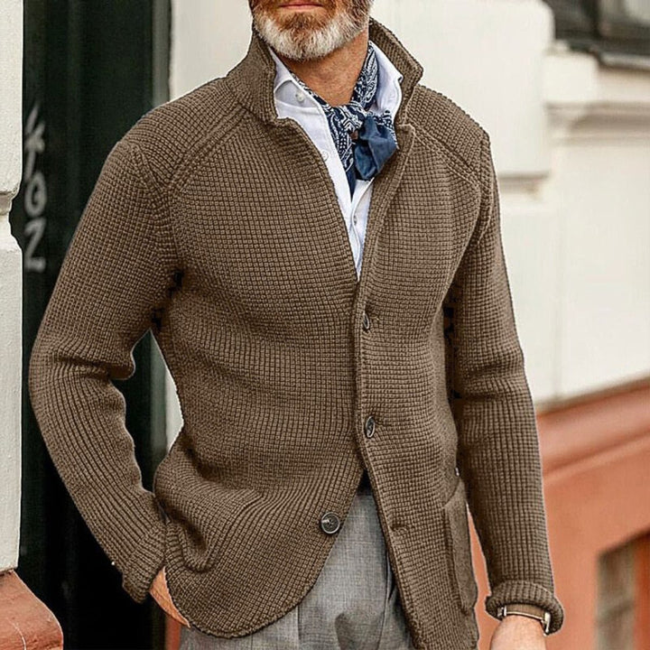 Men's Waffle-Knit Button-Front Cardigan Sweater Women Love Too - Brown