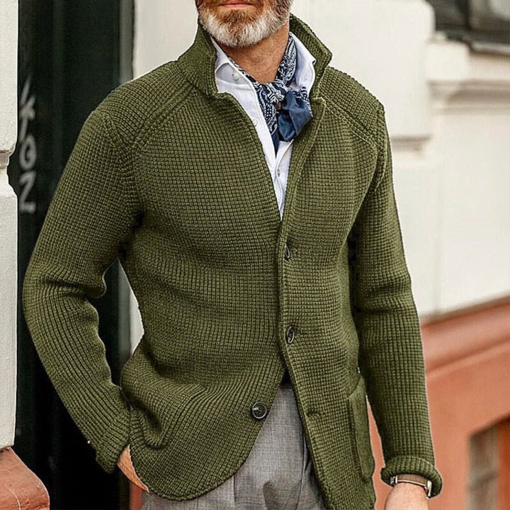 Men's Waffle-Knit Button-Front Cardigan Sweater Women Love Too - Green